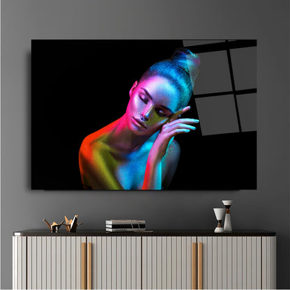 Neon Kadın Yatay Cam Tablo