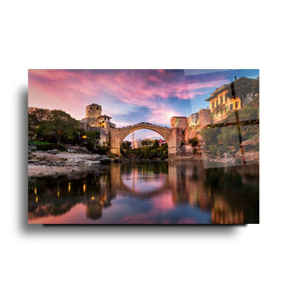Mostar Köprüsü Yatay Cam Tablo