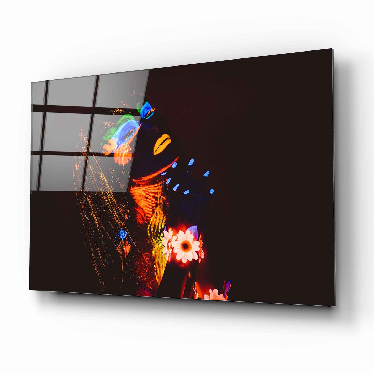 Neon Kadın Yatay Cam Tablo