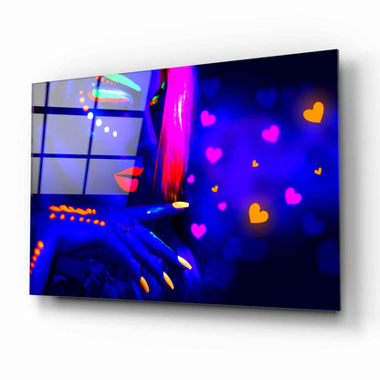 Neon Kadın Yatay Cam Tablo