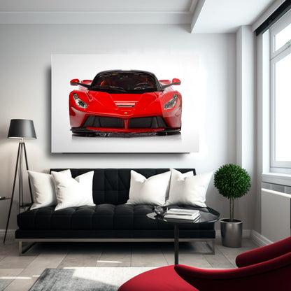 Kırmızı Araba Yatay Cam Tablo