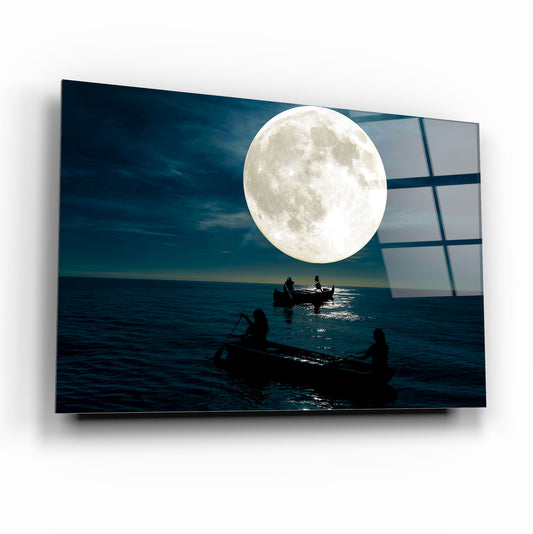 Gece Manzara Yatay Cam Tablo