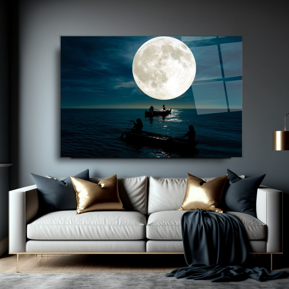 Gece Manzara Yatay Cam Tablo