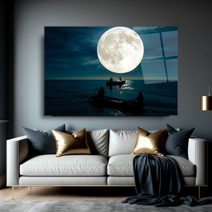 Gece Manzara Yatay Cam Tablo