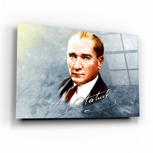 Atatürk Portresi Yatay Cam Tablo