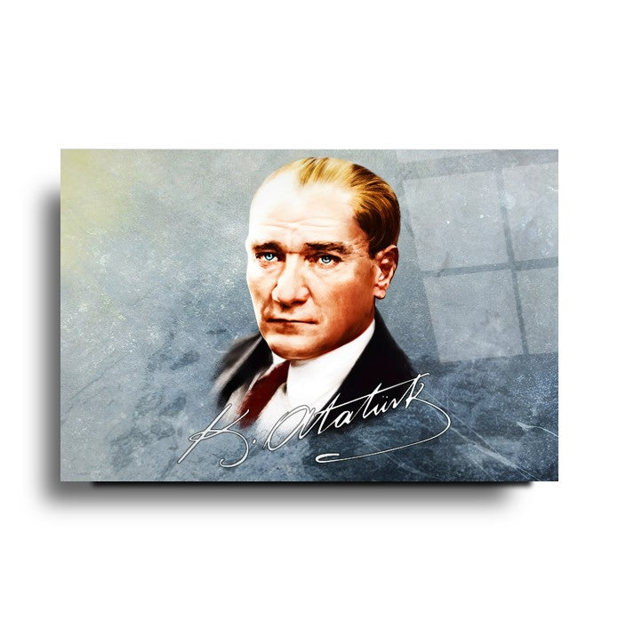 Atatürk Portresi Yatay Cam Tablo