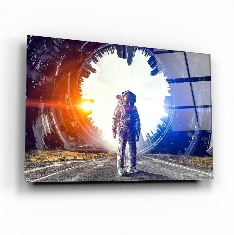 Astronot Yatay Cam Tablo