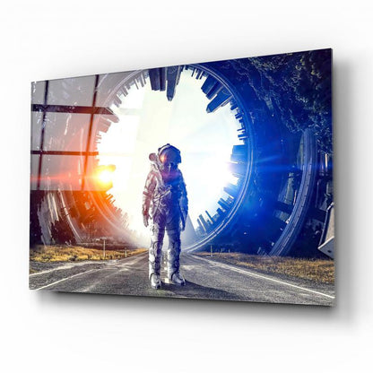 Astronot Yatay Cam Tablo