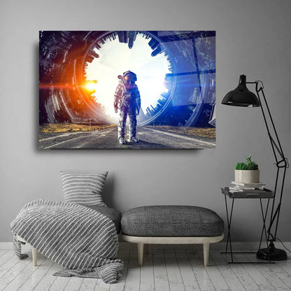 Astronot Yatay Cam Tablo