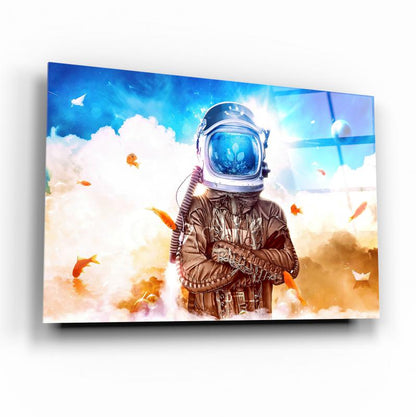 Astronot Yatay Cam Tablo