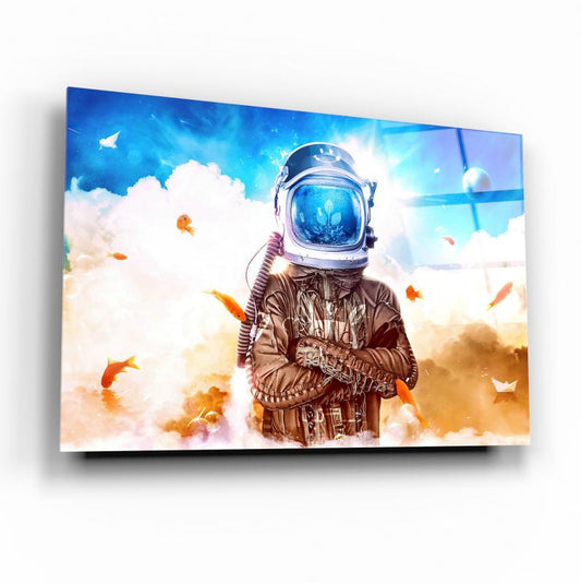 Astronot Yatay Cam Tablo