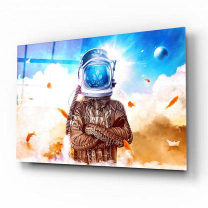 Astronot Yatay Cam Tablo