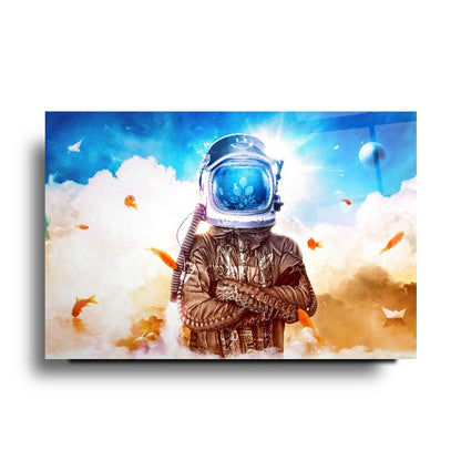 Astronot Yatay Cam Tablo