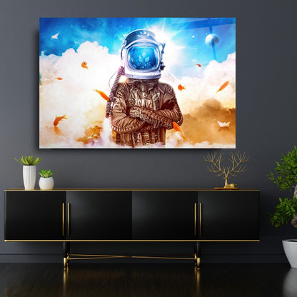 Astronot Yatay Cam Tablo