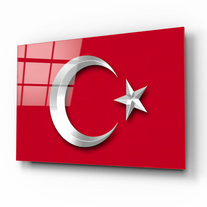 Türk Bayrağı Yatay Cam Tablo