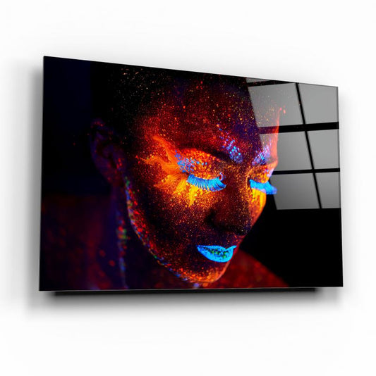 Neon Kadın Yatay Cam Tablo