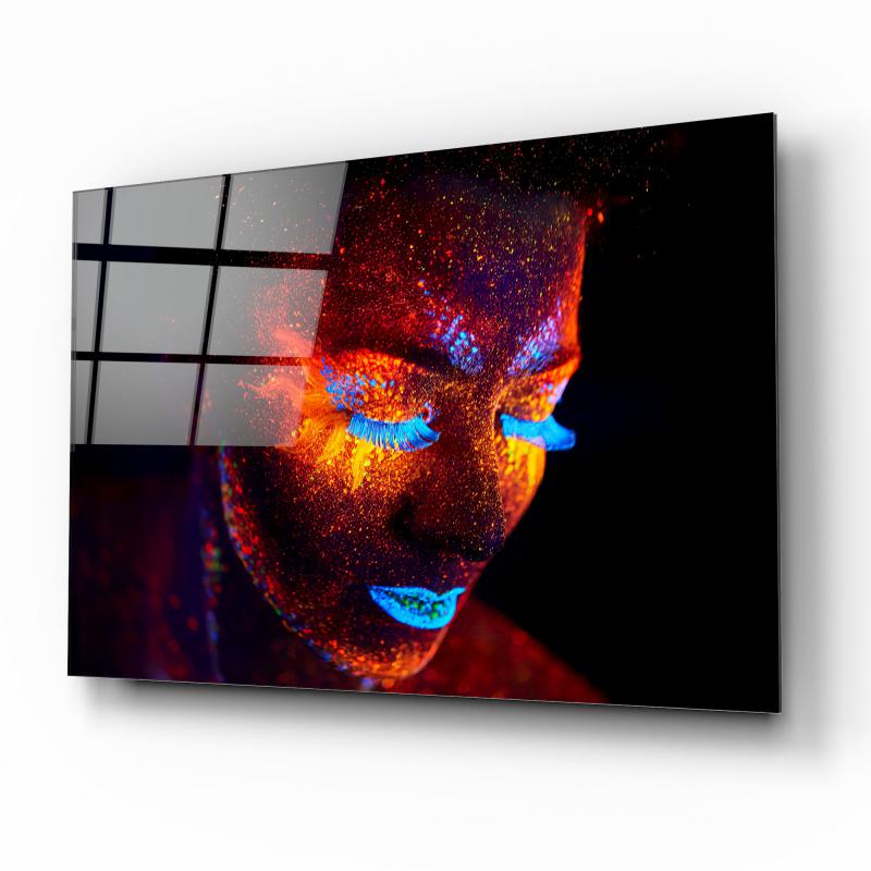 Neon Kadın Yatay Cam Tablo
