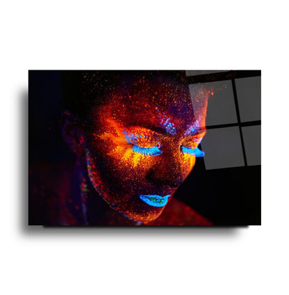 Neon Kadın Yatay Cam Tablo