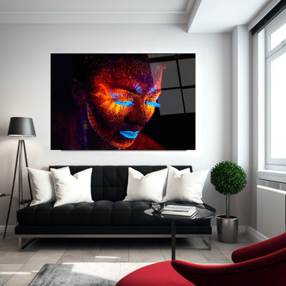 Neon Kadın Yatay Cam Tablo