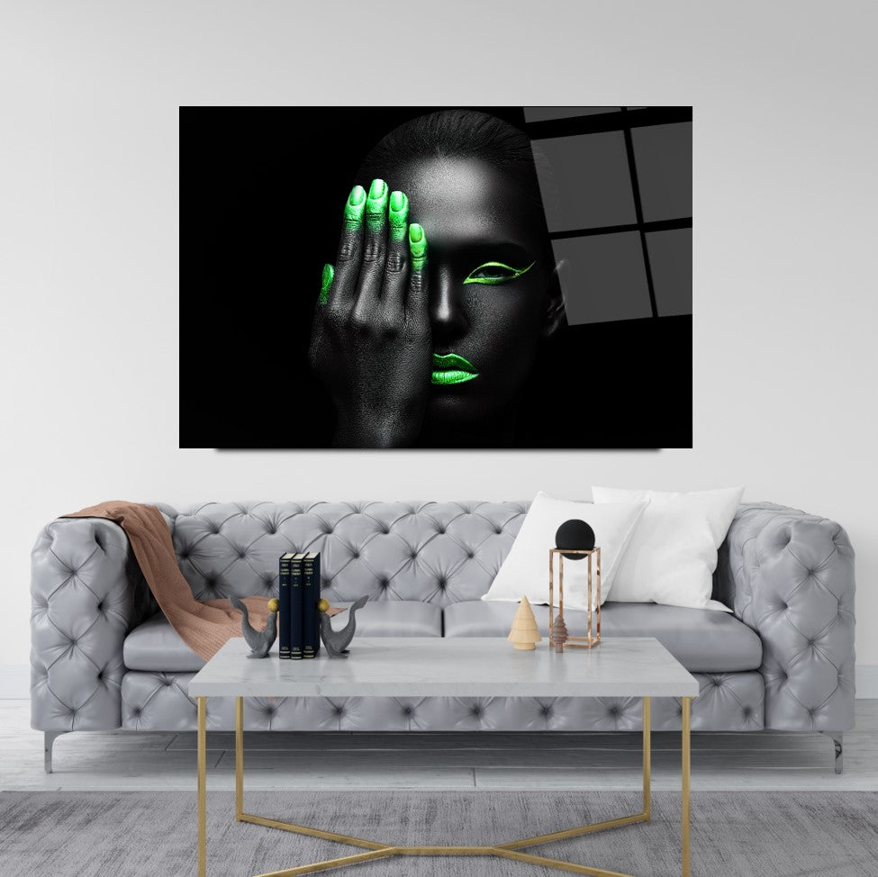 Neon Kadın Yatay Cam Tablo