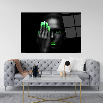 Neon Kadın Yatay Cam Tablo