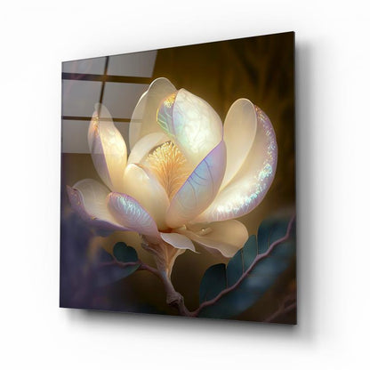 Lotus Çiçek Kare Cam Tablo