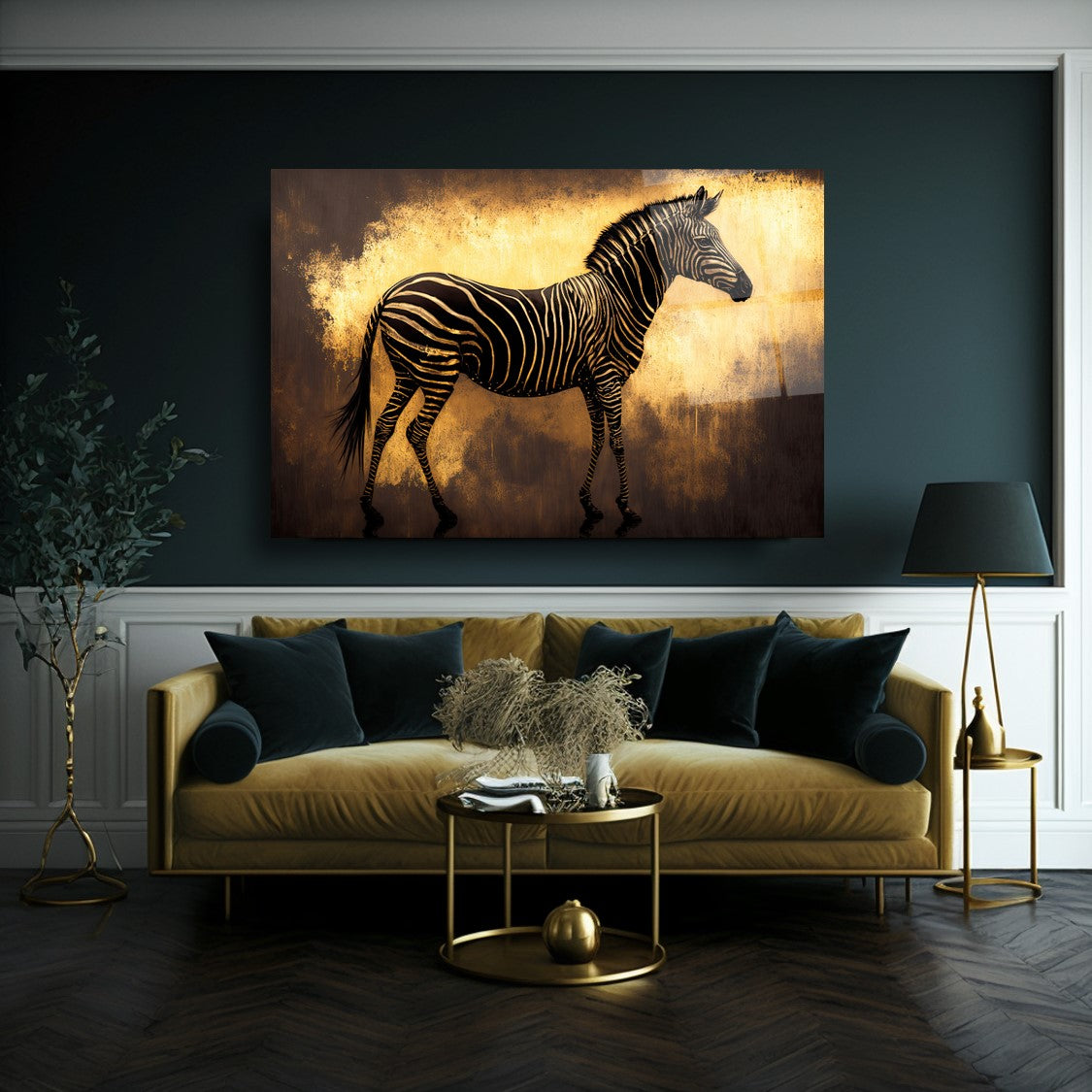 Gold Zebra Yatay Cam Tablo