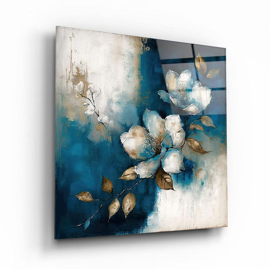 Çiçek Kare Cam Tablo