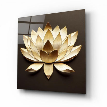 Lotus Çiçek Kare Cam Tablo