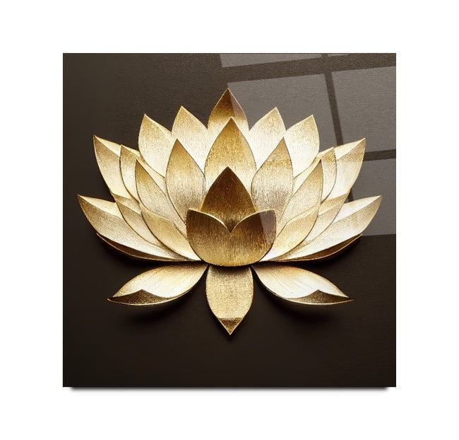 Lotus Çiçek Kare Cam Tablo