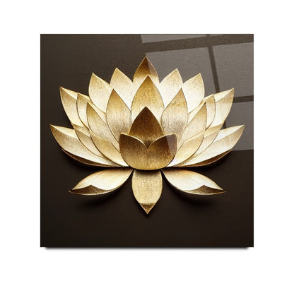 Lotus Çiçek Kare Cam Tablo