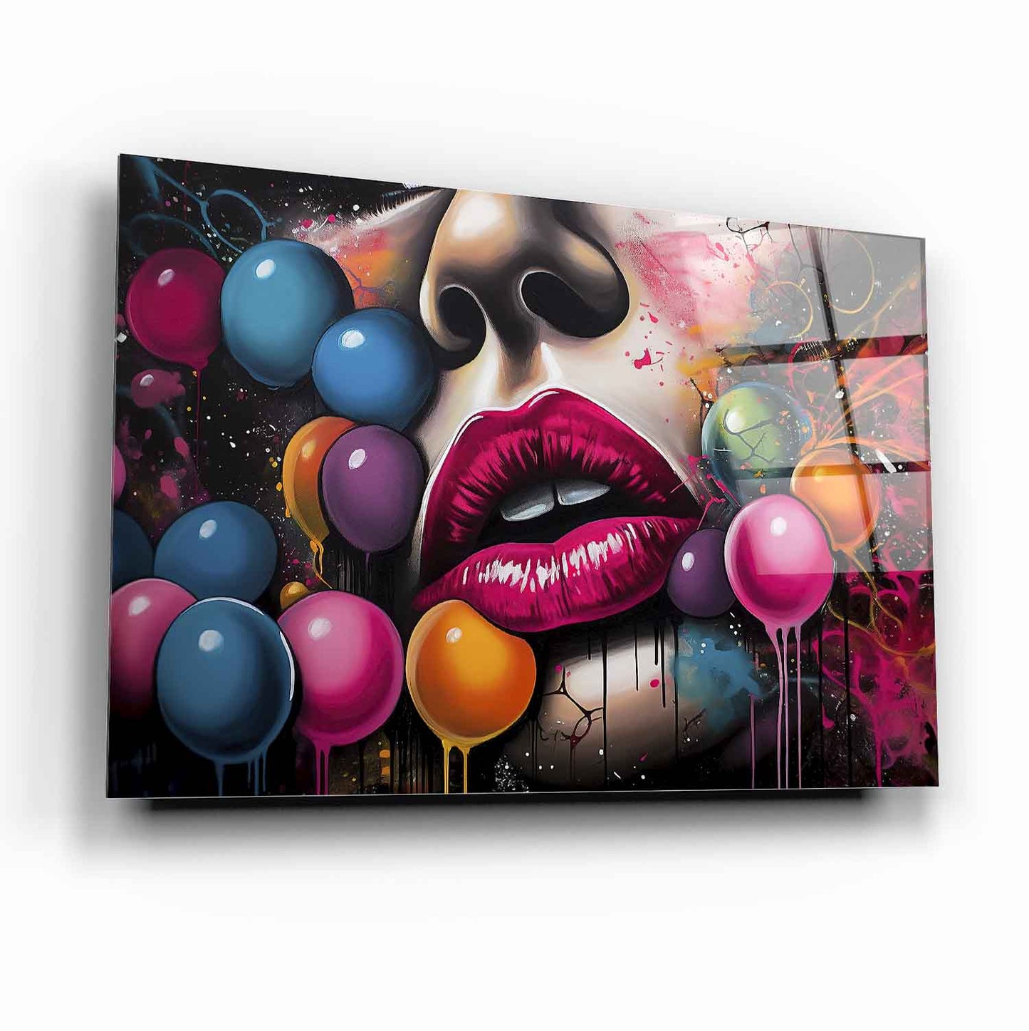 Pop Art Kadın Yatay Cam Tablo