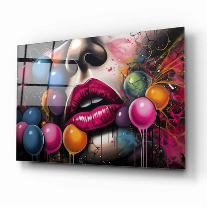 Pop Art Kadın Yatay Cam Tablo