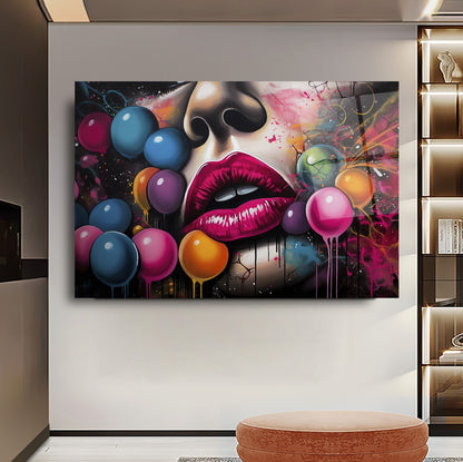 Pop Art Kadın Yatay Cam Tablo