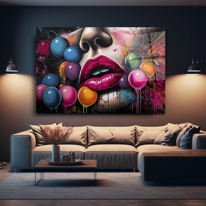 Pop Art Kadın Yatay Cam Tablo