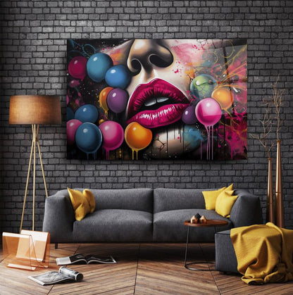Pop Art Kadın Yatay Cam Tablo