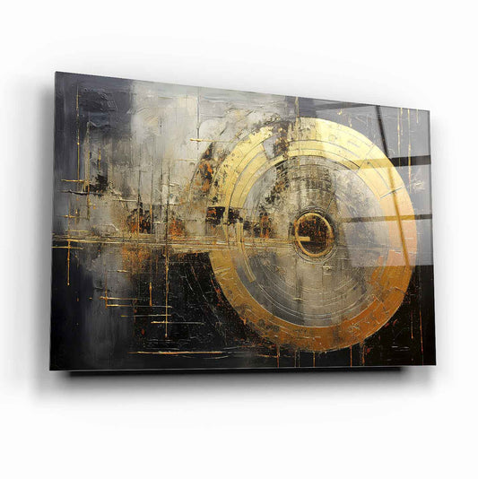 Gold Soyut Yatay Cam Tablo