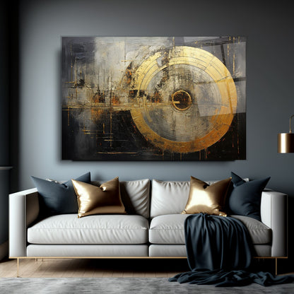 Gold Soyut Yatay Cam Tablo