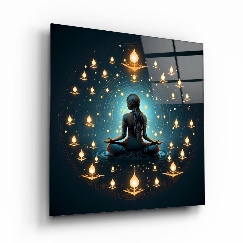 Meditasyon Kare Cam Tablo