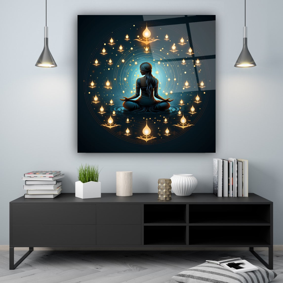 Meditasyon Kare Cam Tablo