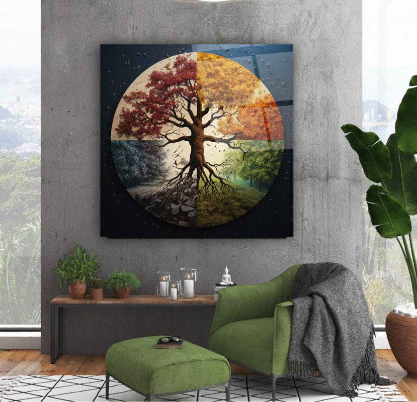 Hayat Ağacı Kare Cam Tablo
