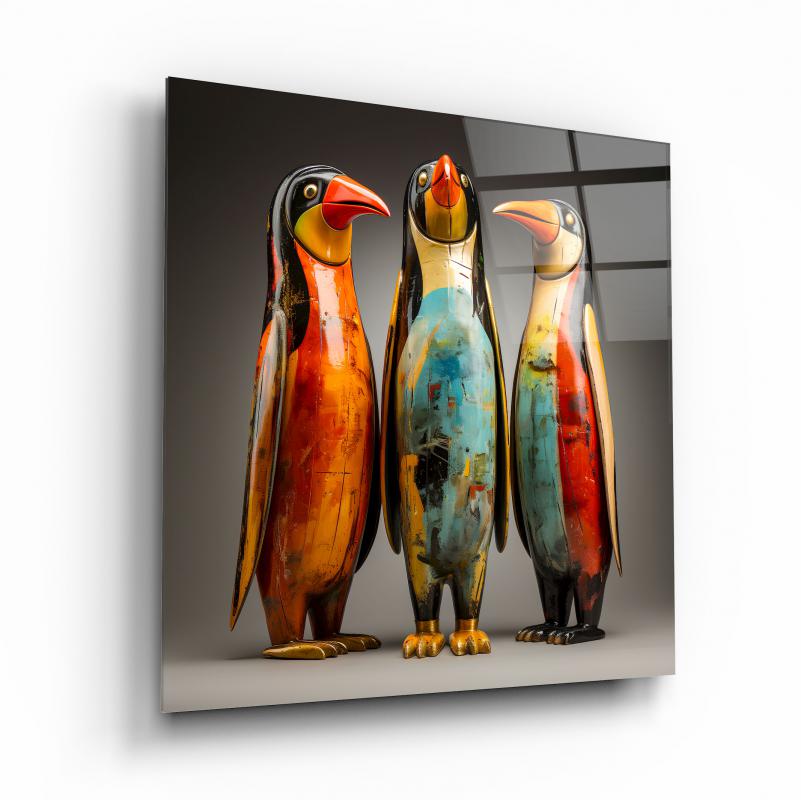 Penguenler Kare Cam Tablo