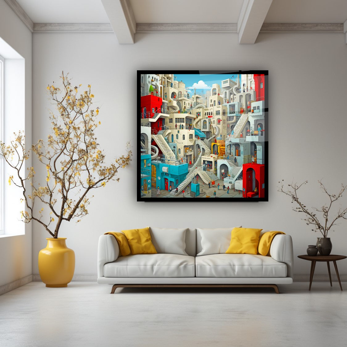 Şehir Manzarası Kare Cam Tablo