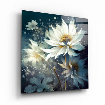 Çiçek Kare Cam Tablo