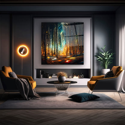 Gece Manzarası Kare Cam Tablo