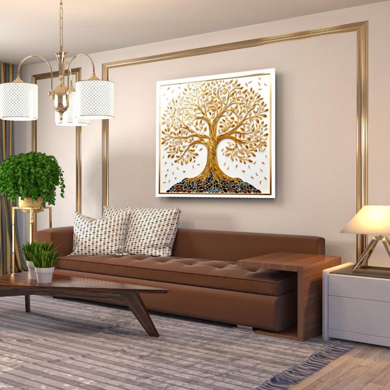 Hayat Ağacı Kare Cam Tablo