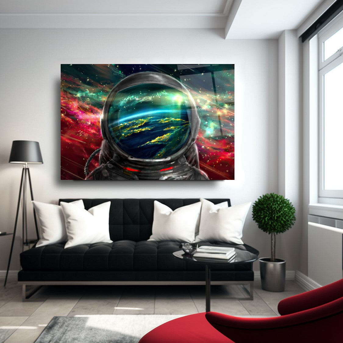 Astronot Yatay Cam Tablo