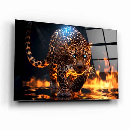 Leopar Yatay Cam Tablo