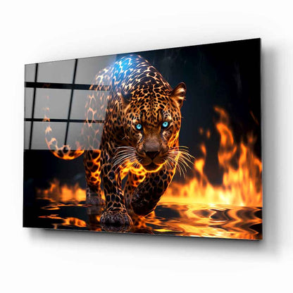 Leopar Yatay Cam Tablo
