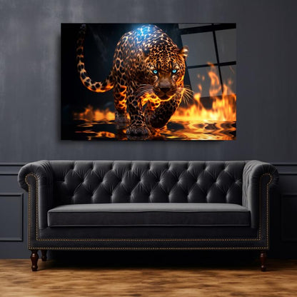 Leopar Yatay Cam Tablo